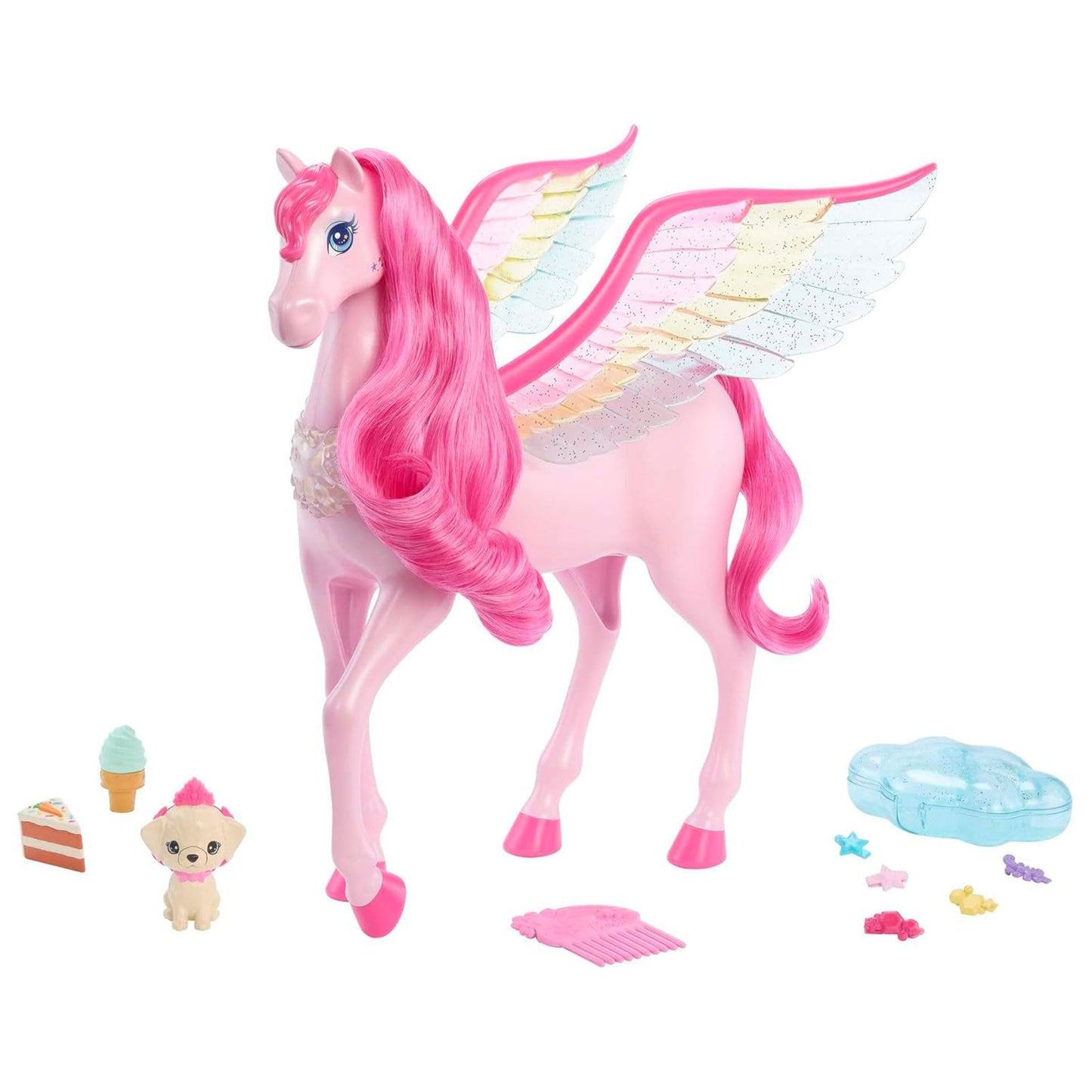 Barbie A Touch of Magic Pegasus Winged Horse and Puppy Toy and Accessories, Pink