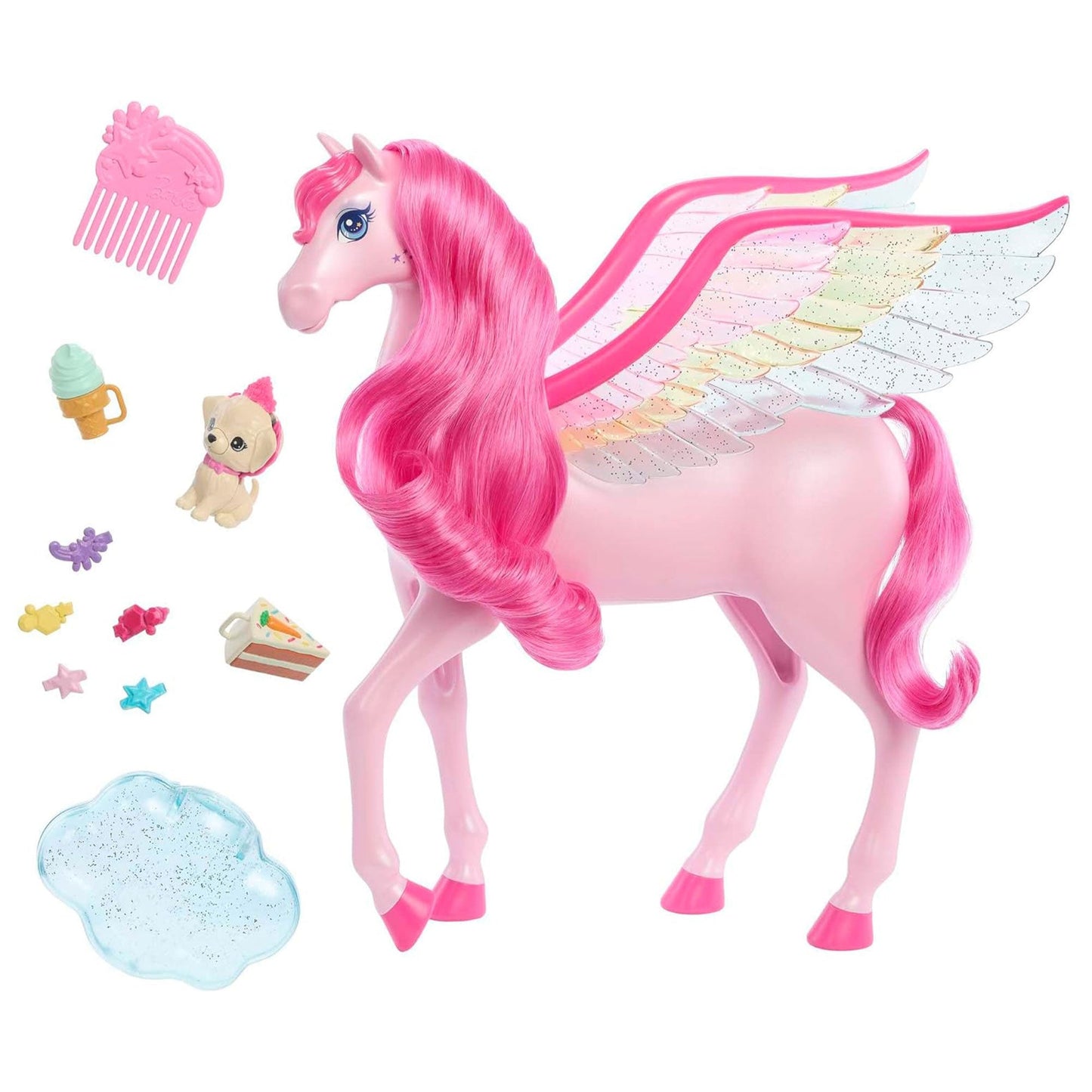 Barbie A Touch of Magic Pegasus Winged Horse and Puppy Toy and Accessories, Pink