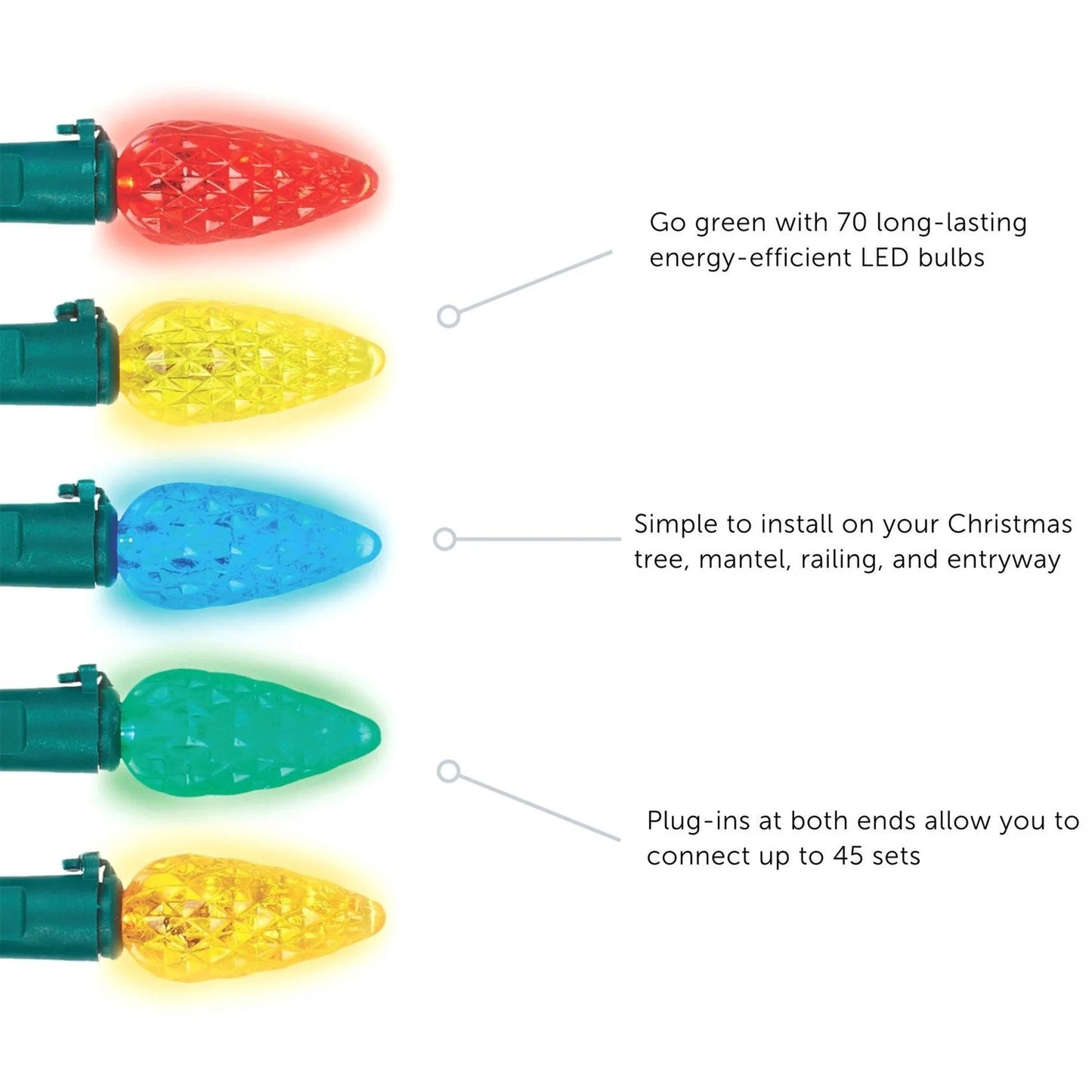 NOMA Quick Clip 100 LED C9 Light Set for Indoor and Outdoor Use, Multicolor