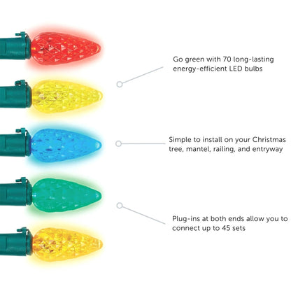 NOMA Quick Clip 100 LED C9 Light Set for Indoor and Outdoor Use, Multicolor