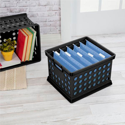 Sterilite Stackable Plastic Storage Open Crate Bin Organizer Box, Black, 12 Pack