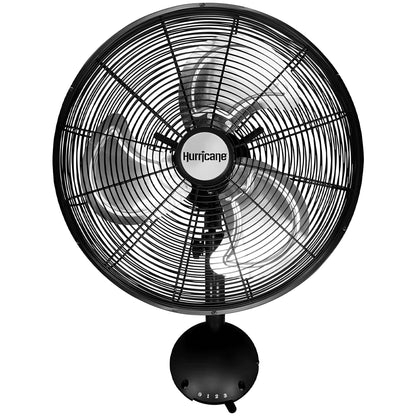 Hurricane 16 Inch Pro High Velocity Oscillating Metal Wall Mount Fan, Black