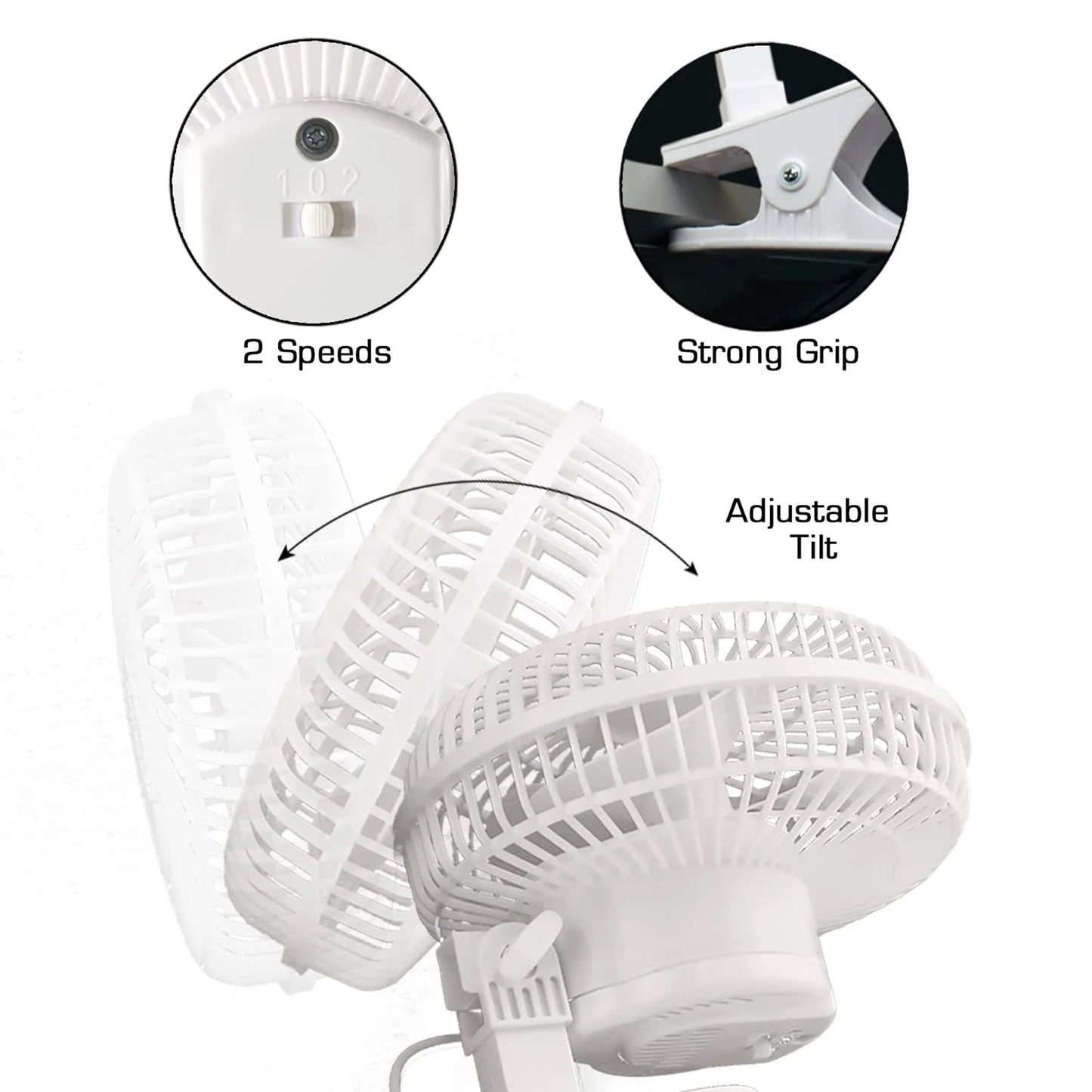 Hurricane Classic 6" Mini Clip On Fan for Desks & Night Stands, White (2 Pack)