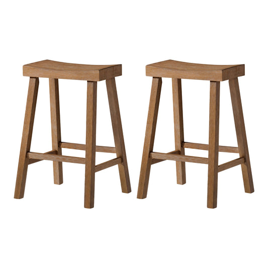 Maven Lane Vincent Wooden Rustic Aesthetic Kitchen Counter Stool, Set of 2