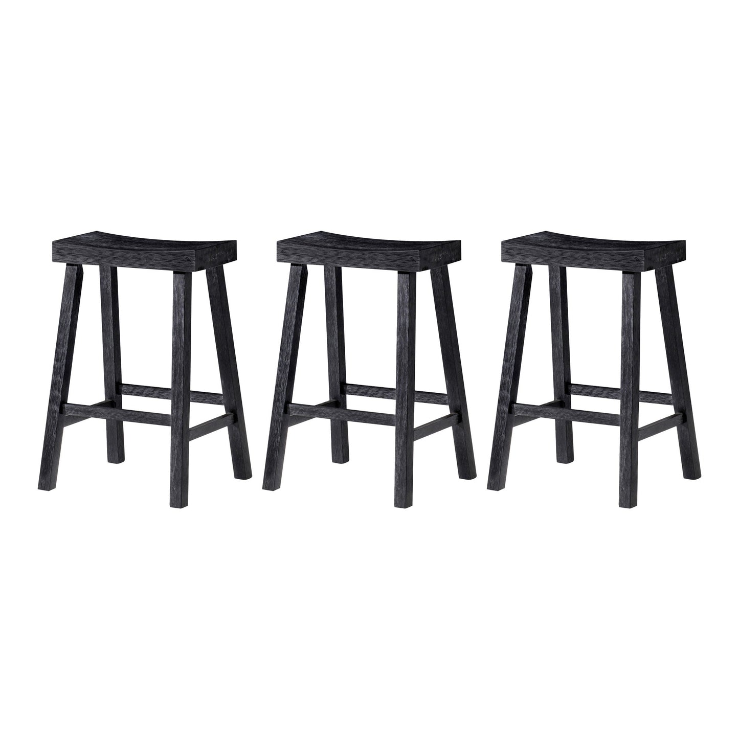 Maven Lane Vincent Wooden Rustic Aesthetic Kitchen Counter Stool, Set of 3
