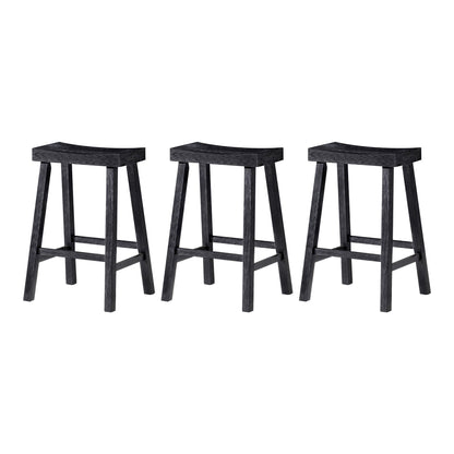 Maven Lane Vincent Wooden Rustic Aesthetic Kitchen Counter Stool, Set of 3