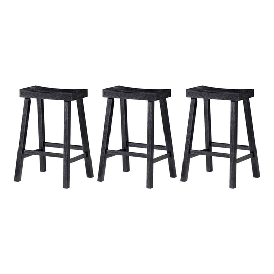 Maven Lane Vincent Wooden Rustic Aesthetic Kitchen Counter Stool, Set of 3