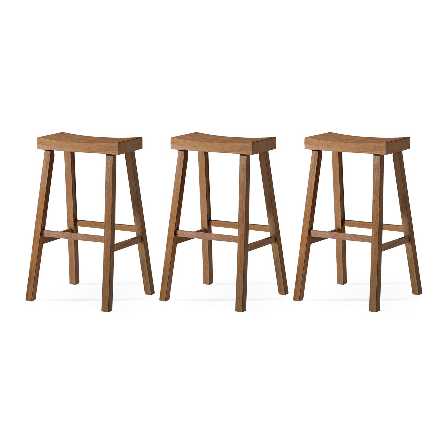 Maven Lane Vincent Wooden Rustic Aesthetic Kitchen Bar Stool, Set of 3