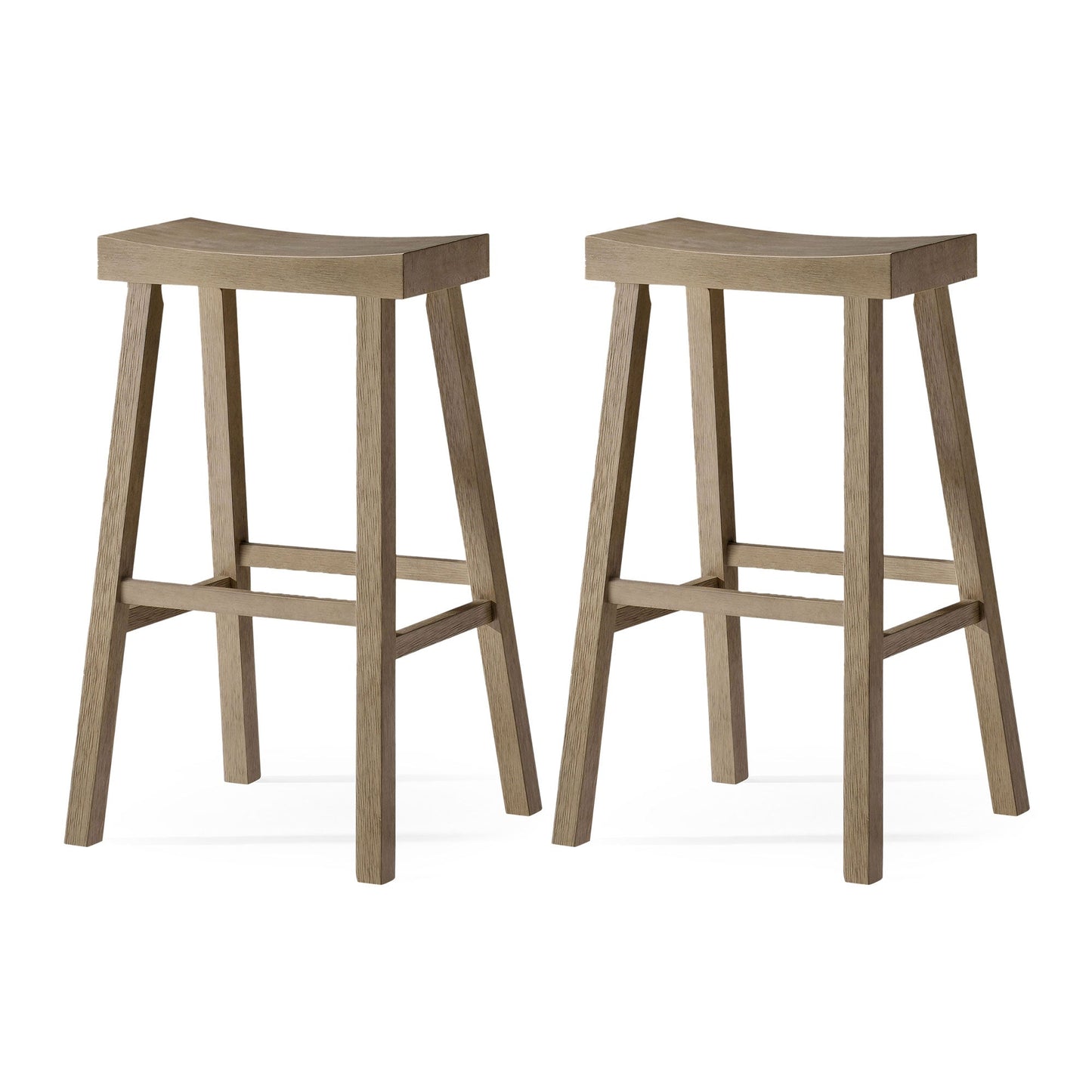 Maven Lane Vincent Wooden Rustic Kitchen Bar Stool, Antiqued Grey, Set of 2