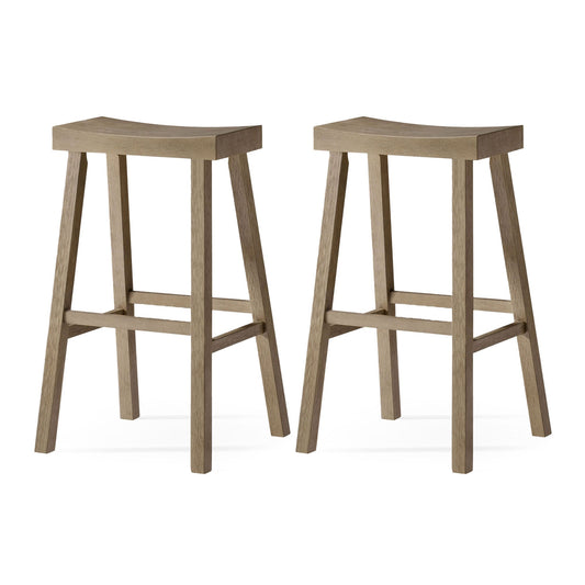 Maven Lane Vincent Wooden Rustic Kitchen Bar Stool, Antiqued Grey, Set of 2