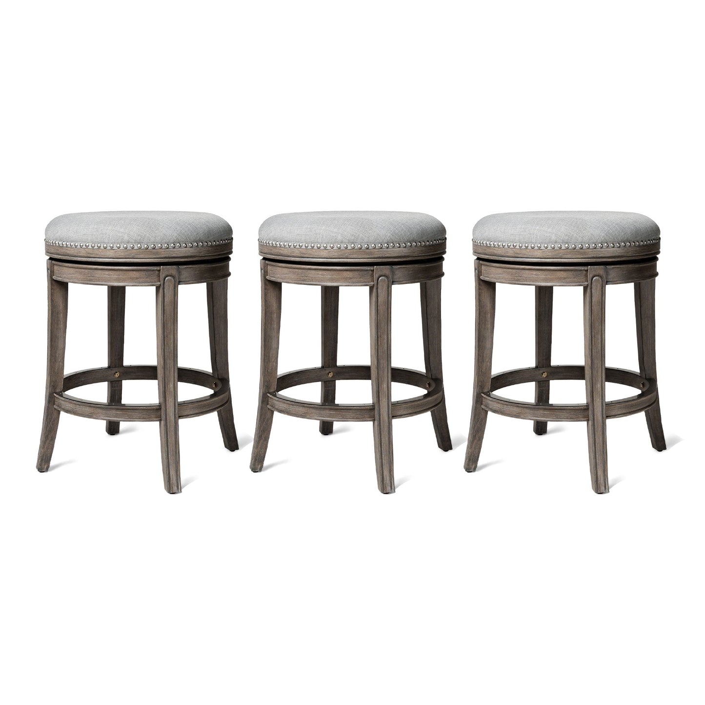 Maven Lane Alexander Backless Counter Stool, Reclaimed Oak w/ Ash Grey, Set of 3
