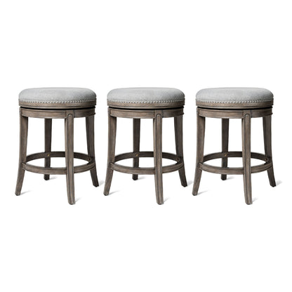 Maven Lane Alexander Backless Counter Stool, Reclaimed Oak w/ Ash Grey, Set of 3