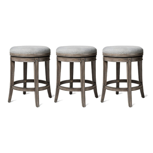 Maven Lane Alexander Backless Counter Stool, Reclaimed Oak w/ Ash Grey, Set of 3