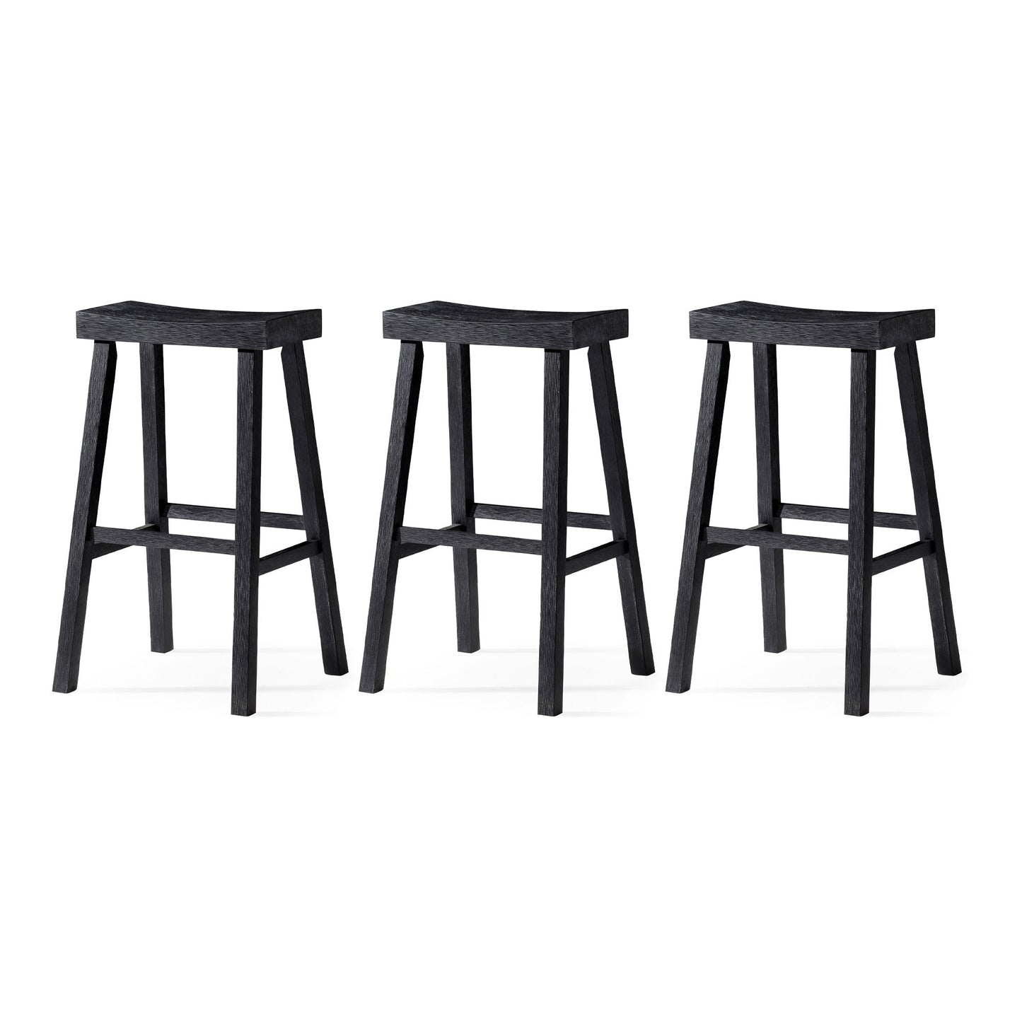 Maven Lane Vincent Wooden Rustic Aesthetic Kitchen Bar Stool, Set of 3