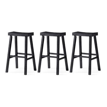 Maven Lane Vincent Wooden Rustic Aesthetic Kitchen Bar Stool, Set of 3