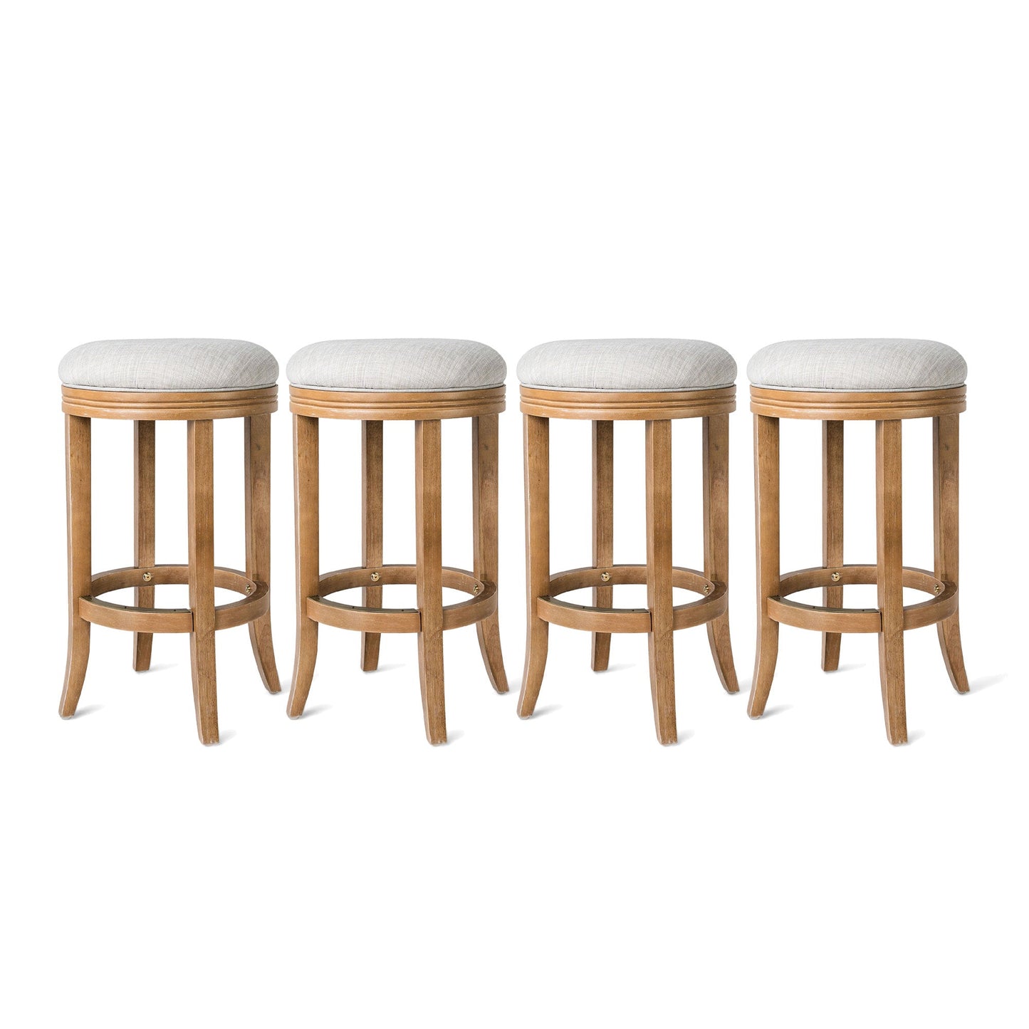Maven Lane Eva Counter Stool in Weathered Oak Finish, Sand Color, Set of 4
