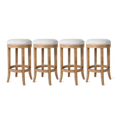 Maven Lane Eva Counter Stool in Weathered Oak Finish, Sand Color, Set of 4