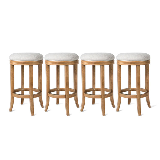 Maven Lane Eva Counter Stool in Weathered Oak Finish, Sand Color, Set of 4