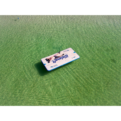 Wateraft 13' x 6' Inflatable Floating Island Dock Platform Raft, White/Blue