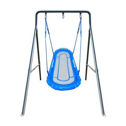 gobaplay Single Swing Set Playground Equipment with Double Platform Saucer, Blue