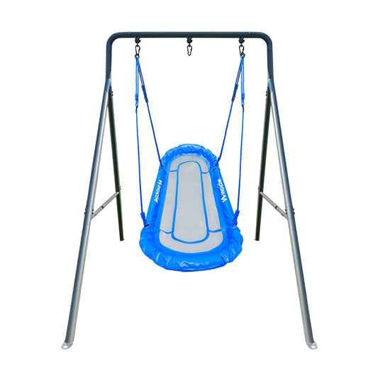 gobaplay Single Swing Set Playground Equipment with Double Platform Saucer, Blue