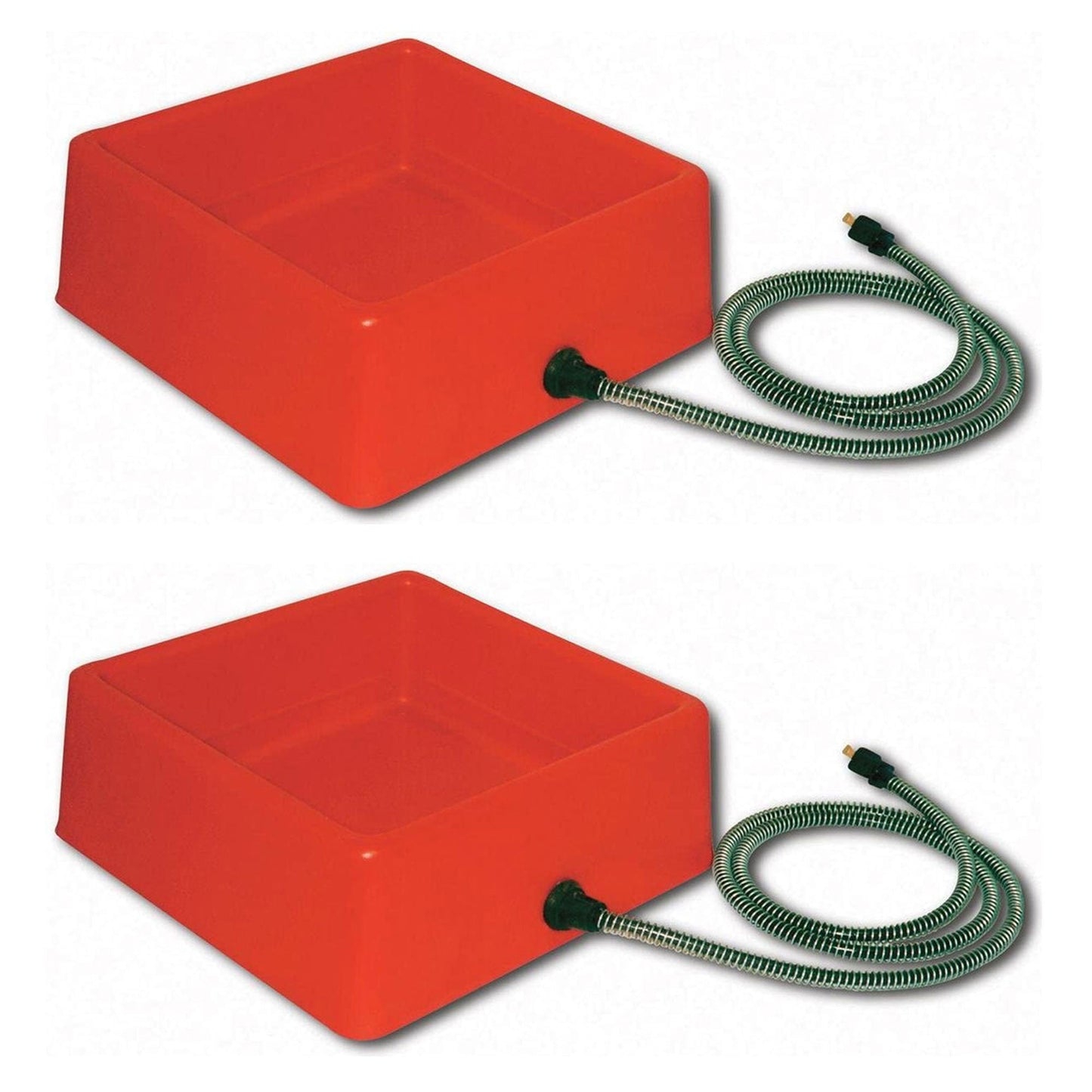 Farm Innovators 1.25 Gallon 60W Electric Heated Pet Water Bowl, Red (2 Pack)