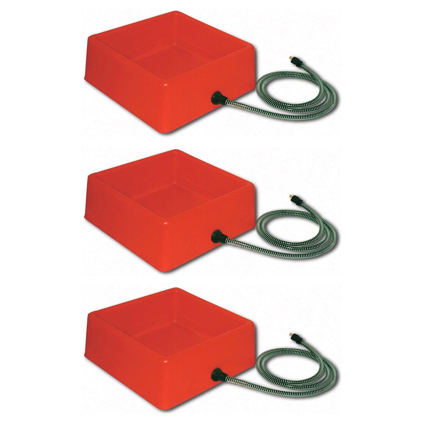 Farm Innovators 1.25 Gallon 60W Electric Heated Pet Water Bowl, Red (3 Pack)