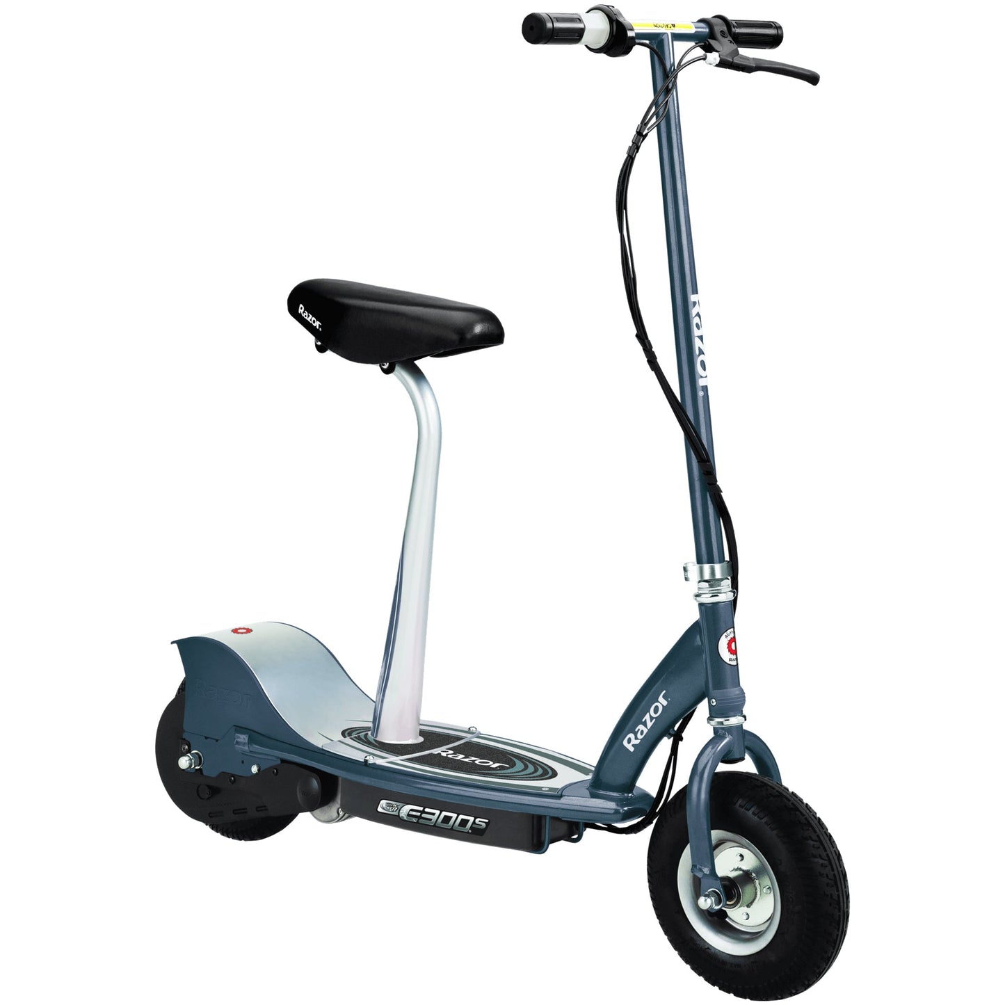 Razor E300S Seated Electric Scooter for Kids, Pneumatic Tires, Seat, Matte Grey
