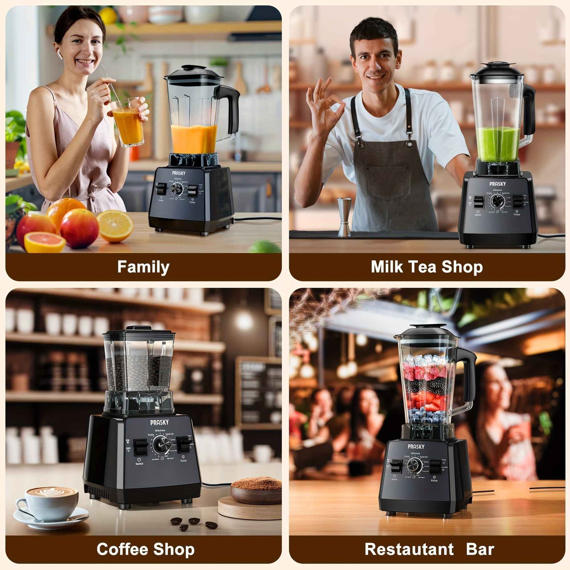 Food Processor Professional Blender, Smoothies Blender, Max.2400W Sorbet Blender And Grinder Combo 25000RPM Powerful Blenders Kitchen 68oz 2 Containers Countertop Blenders Ice, Grinding