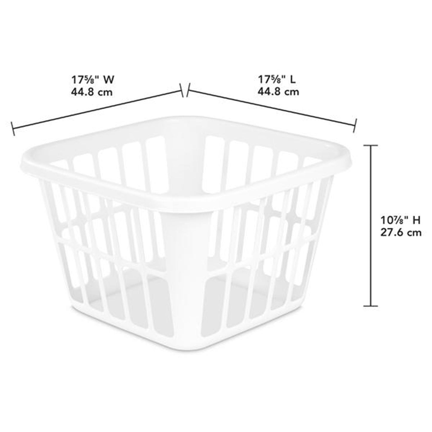 Sterilite Square Laundry Basket 1.25 Bushel Plastic Hamper with Handles, 12 Pack