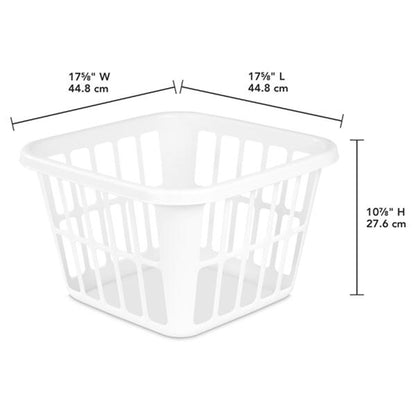 Sterilite Square Laundry Basket 1.25 Bushel Plastic Hamper with Handles, 24 Pack