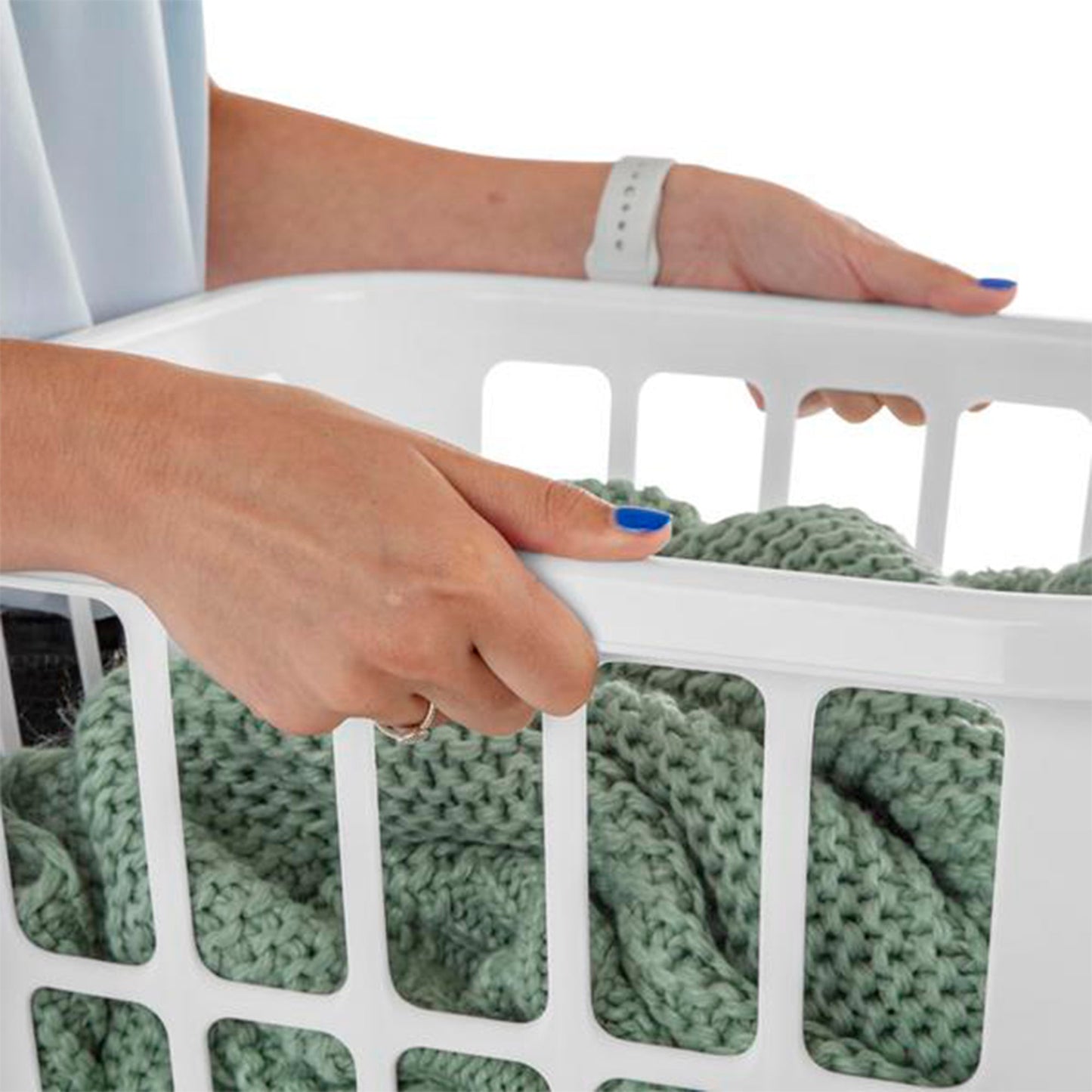 Sterilite Square Laundry Basket 1.25 Bushel Plastic Hamper with Handles, 24 Pack