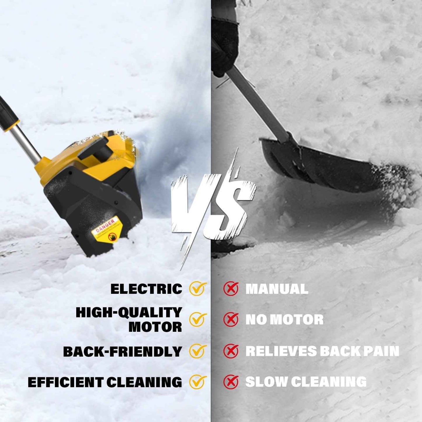 ZEGJAW Cordless Snow Shovel, 20V 12-Inch Electric Snow Shovel, Snow Blower Cordless with Directional Plate and Adjustable Front Handle (4-Ah Battery and Quick Charger Included)