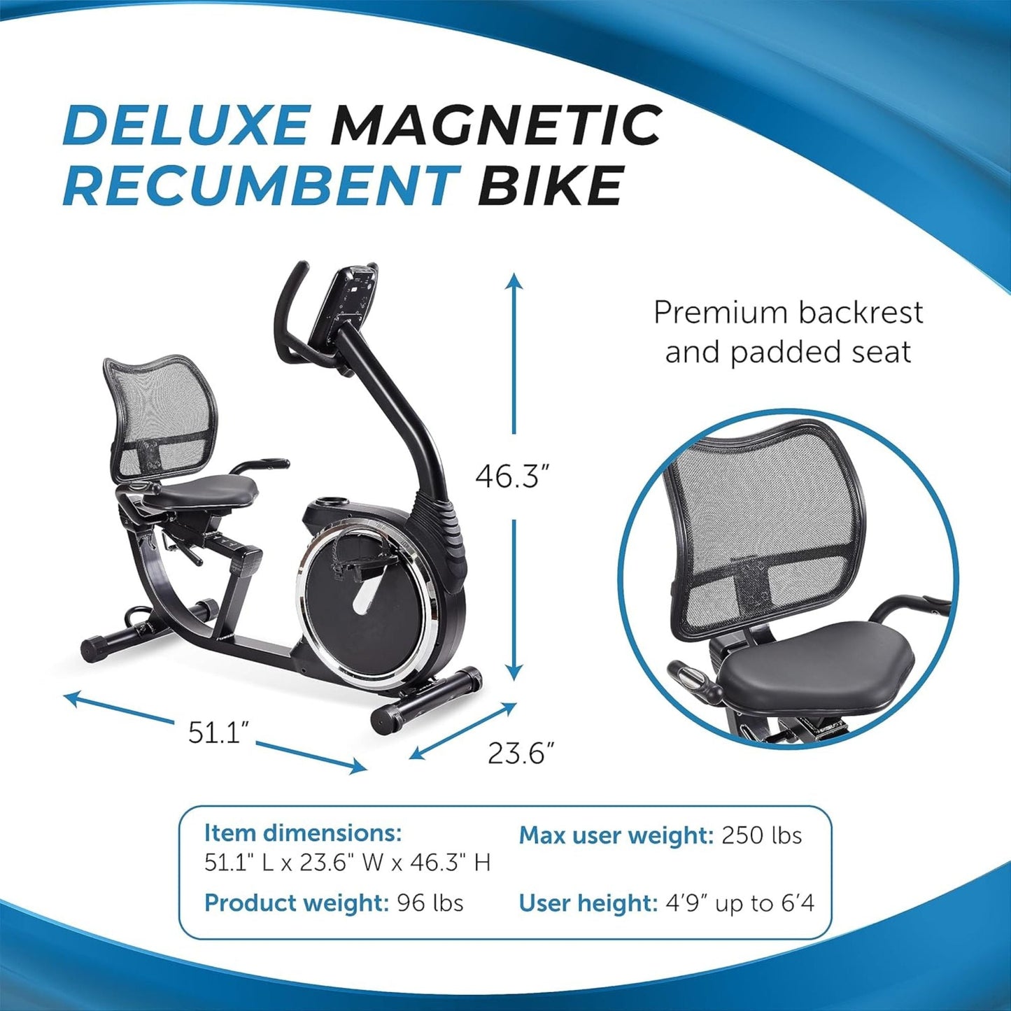 Stamina Exercise Bike, Magnetic Recumbent Machine, Lower Body Cardio Equipment