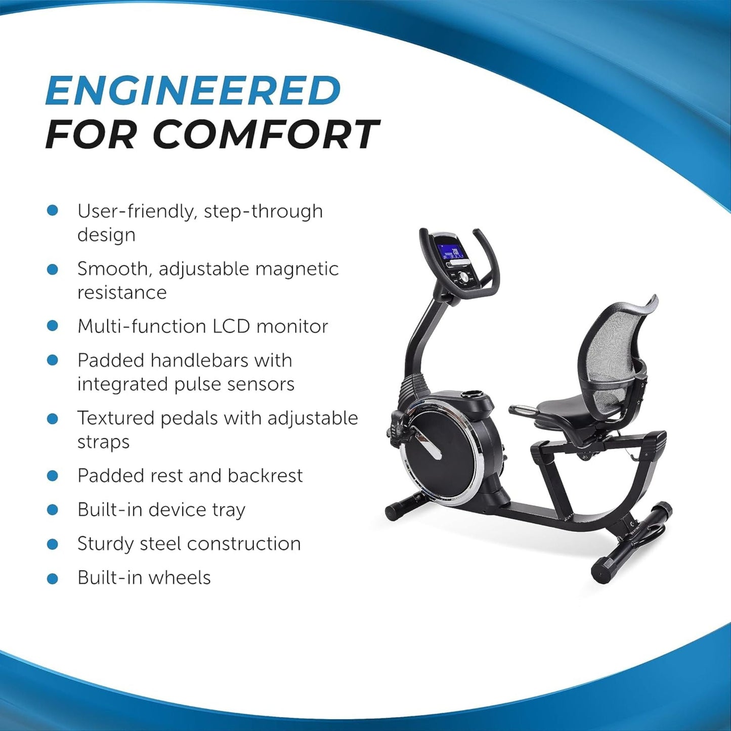 Stamina Exercise Bike, Magnetic Recumbent Machine, Lower Body Cardio Equipment