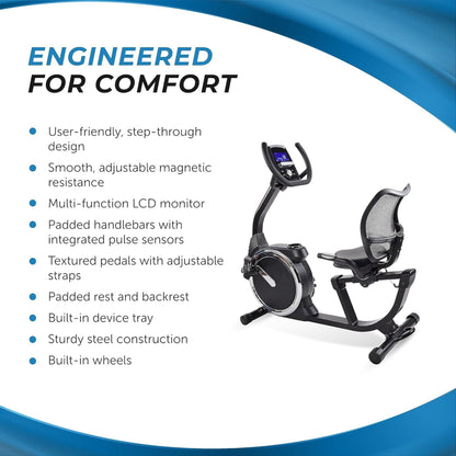 Stamina Exercise Bike, Magnetic Recumbent Machine, Lower Body Cardio Equipment