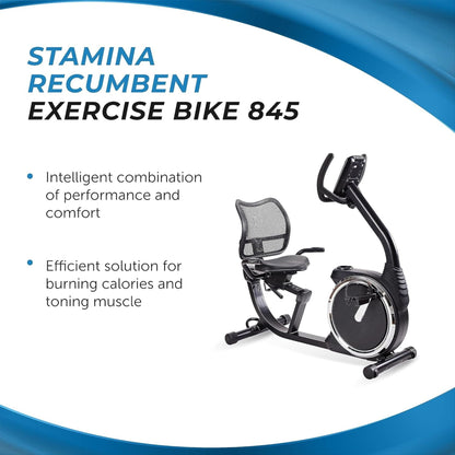 Stamina Exercise Bike, Magnetic Recumbent Machine, Lower Body Cardio Equipment