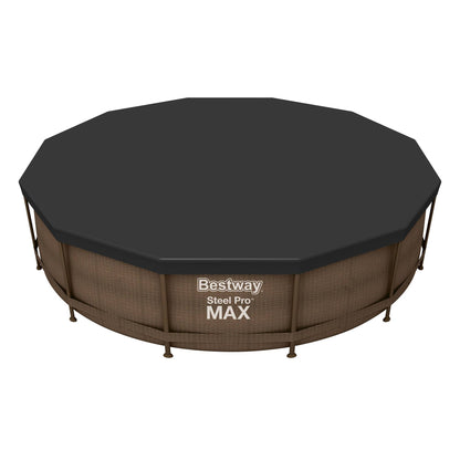 Bestway Flowclear 12 Foot Round Pool Cover w/ Drain Holes for Above Ground Pools