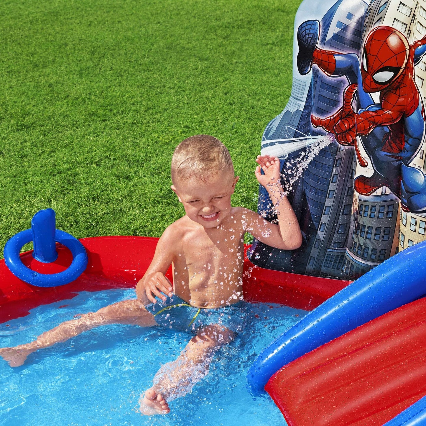 Marvel Spider-Man Inflatable Kids Outdoor Water Play Center and Water Slide