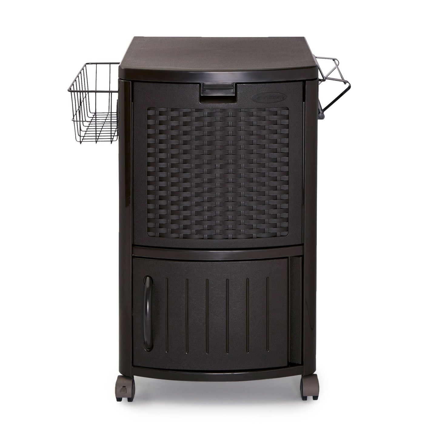 Patio Garbage Waste Trash Can Bundled w/ Patio Cooler w/ Cabinet & Wire Basket