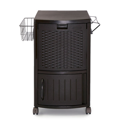 Patio Garbage Waste Trash Can Bundled w/ Patio Cooler w/ Cabinet & Wire Basket
