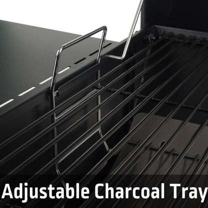 Expert Grill 28" Charcoal Offset Smoker Grill with Side Firebox, Black, New