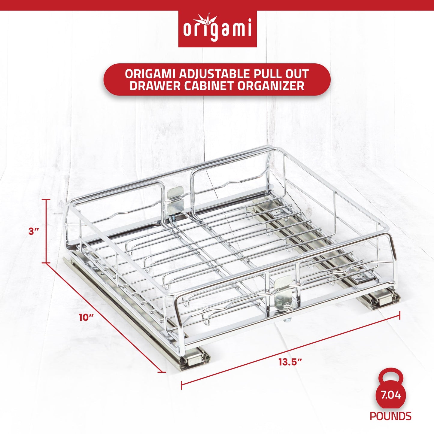 Origami 2SD-10 Kitchen Sliding Pullout Cabinet Storage Organizer, Silver, 2 Pack