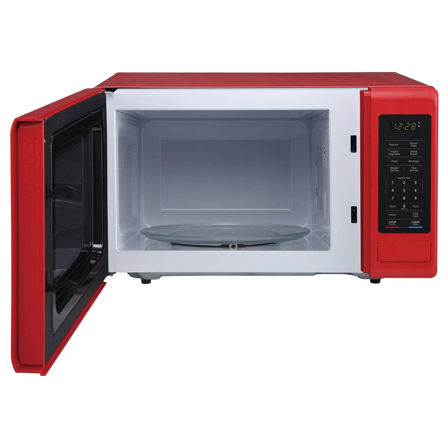 Magic Chef 0.9 Cubic Feet 900W Small Stainless Countertop Microwave Oven, Red