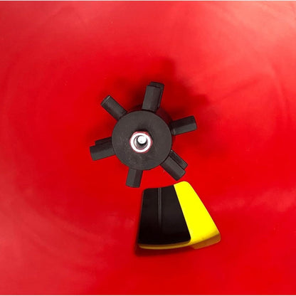 Chapin Tow Behind Spreader, Trailer Hitch with Auto-Stop, 150 lb Capacity, Red