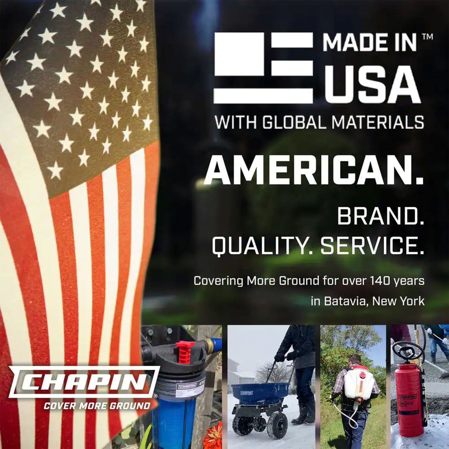 Chapin Tow Behind Spreader, Trailer Hitch with Auto-Stop, 150 lb Capacity, Red