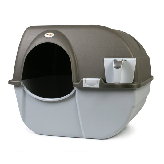 Omega Paw Roll 'n Clean Self Cleaning Cat Litter Box with Tray, Regular, Taupe