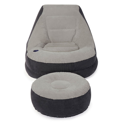 Intex 68564E Inflatable Ultra Lounge Chair With Cup Holder And Ottoman Set, Gray