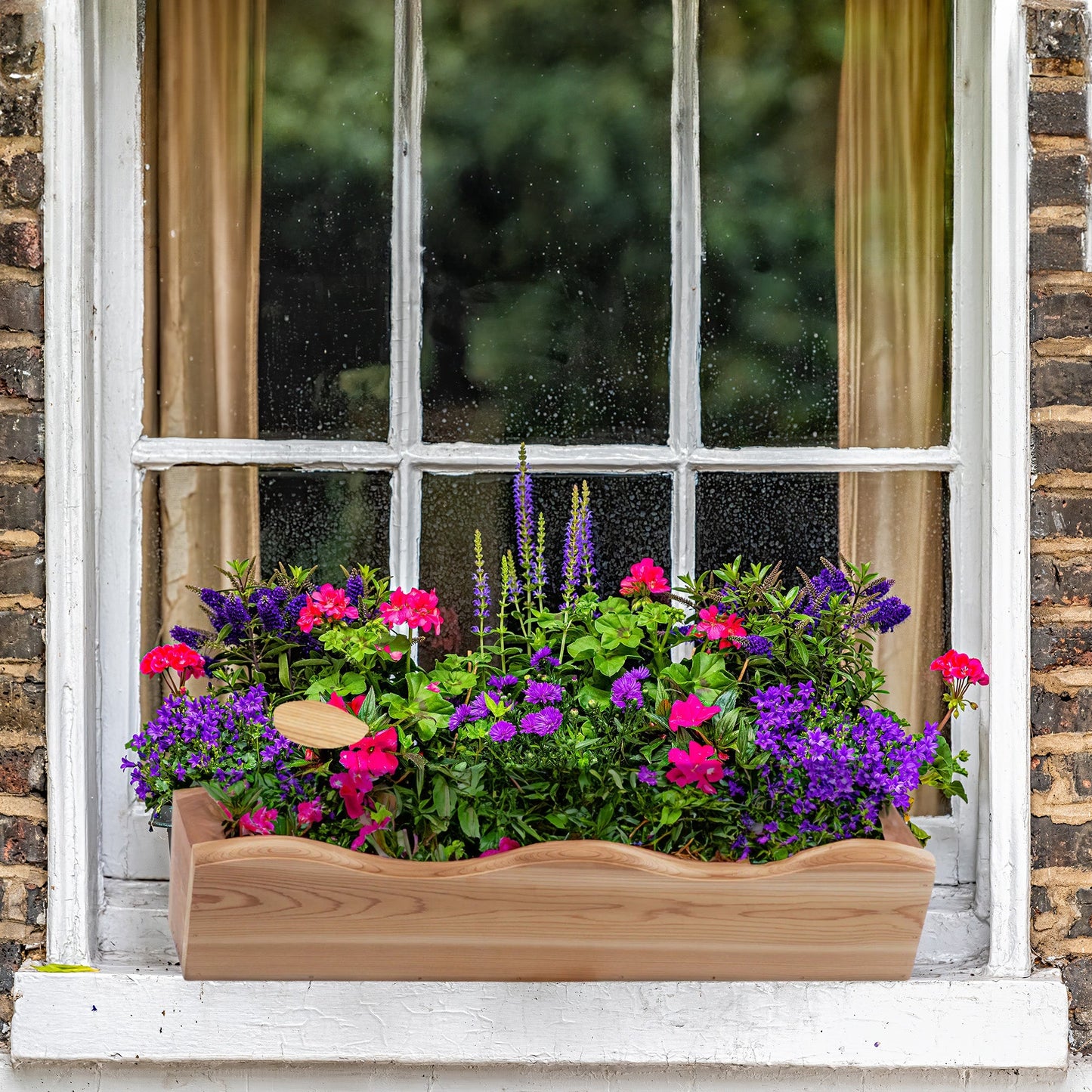 All Things Cedar 22” Outdoor Window Planter, Wooden Wall Box for Plants, Natural