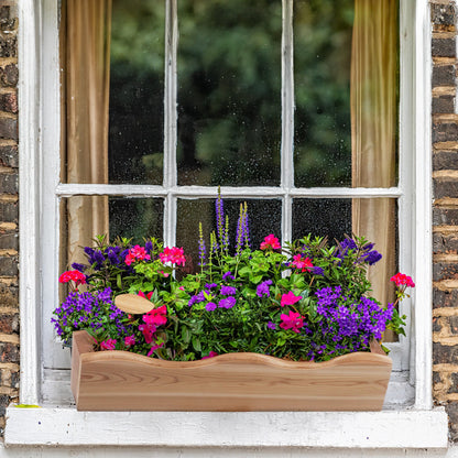 All Things Cedar 22” Outdoor Window Planter, Wooden Wall Box for Plants, Natural